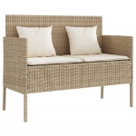 Panca da Giardino con Cuscini Beige in Polyrattan