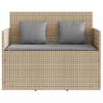 Panca da Giardino con Cuscini Beige in Polyrattan