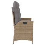 Panca Reclinabile da Giardino con Cuscini Beige in Polyrattan