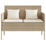 Panca da Giardino con Cuscini Beige in Polyrattan