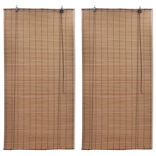 Tende a Rullo in Bambù 2 pz Marroni 120x220 cm