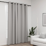 Tenda Oscurante Effetto Lino con Occhielli Grigio 290x245 cm