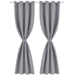 2 Pz Tende Oscuranti con Occhielli in Metallo 135x175 cm Grigie
