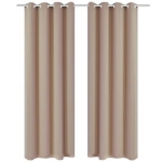 2 Pz Tende Oscuranti con Occhielli in Metallo 135x175 cm Crema