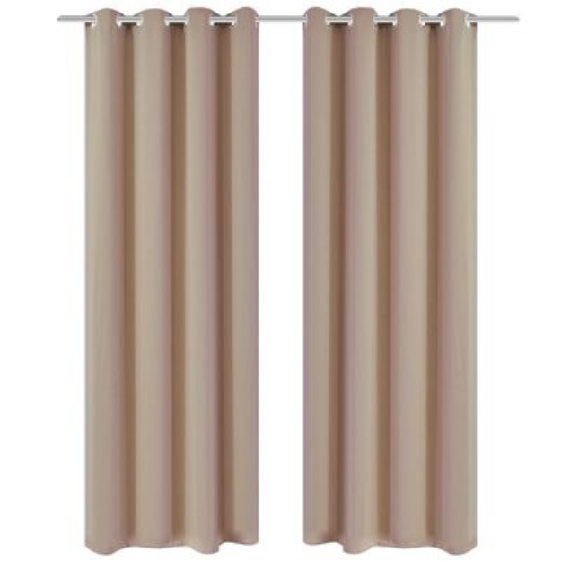 2 Pz Tende Oscuranti con Occhielli in Metallo 135x175 cm Crema