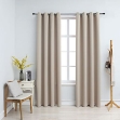 Tende Oscuranti con Anelli in Metallo 2 pz Beige 140x175 cm