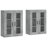 Armadietti a Parete 2 pz Grigio Cemento in Legno Multistrato