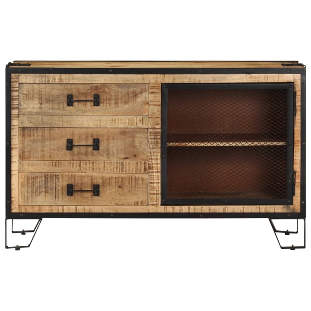 Credenza 100x31x60 cm in Legno Massello di Mango Grezzo