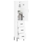 Credenza 34,5x34x180 cm in Legno Multistrato Bianco Lucido