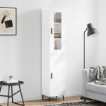 Credenza 34,5x34x180 cm in Legno Multistrato Bianco Lucido