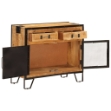 Credenza 80x31x66 cm in Legno Grezzo Massello Mango e Metallo