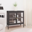 Credenza Antracite 70x35x70 cm in Acciaio e Vetro