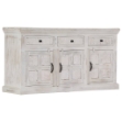 Credenza Bianca 140x40x74 cm in Legno Massello di Mango