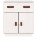 Credenza Bianca 65,5x40x75 cm in Legno Massello di Pino