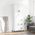 Credenza Bianca 69,5x34x180 cm in Legno Multistrato