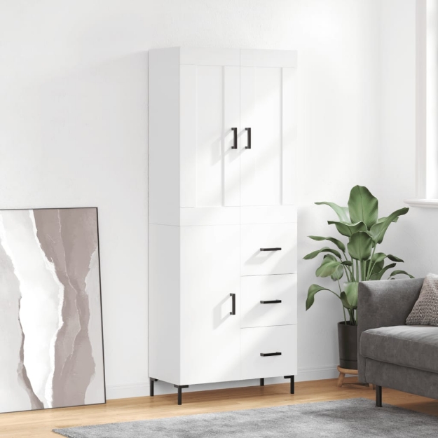 Credenza Bianca 69,5x34x180 cm in Legno Multistrato