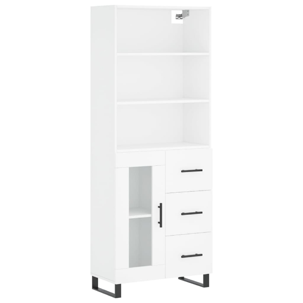 Credenza Bianca 69,5x34x180 cm in Legno Multistrato