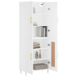 Credenza Bianca 69,5x34x180 cm in Legno Multistrato