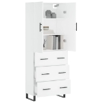Credenza Bianca 69,5x34x180 cm in Legno Multistrato