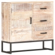 Credenza Bianca 73x30x75 cm in Legno Massello di Acacia