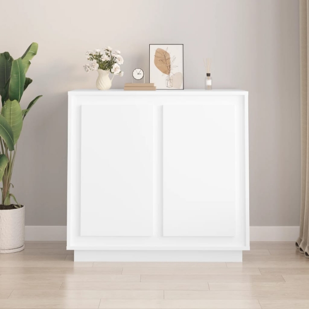 Credenza Bianca 80x34x75 cm in Legno Multistrato