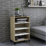 Credenza Bianca e Rovere Sonoma 57x35x90 cm Legno Multistrato