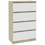 Credenza Bianca e Sonoma 60x35x98,5 cm in Legno Multistrato