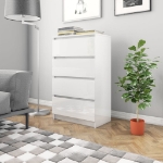 Credenza Bianco Lucido 60x35x98,5 cm in Legno Compensato