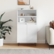Credenza Bianco Lucido 60x36x110 cm in Legno Multistrato