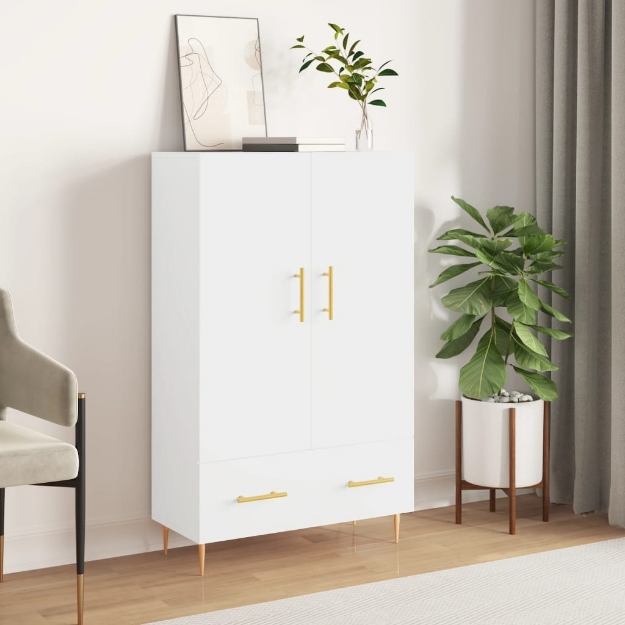 Credenza Bianco Lucido 69,5x31x115 cm in Legno Multistrato