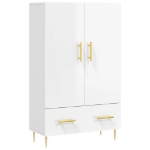 Credenza Bianco Lucido 69,5x31x115 cm in Legno Multistrato
