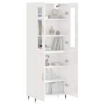 Credenza Bianco Lucido 69,5x34x180 cm in Legno Multistrato
