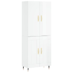 Credenza Bianco Lucido 69,5x34x180 cm in Legno Multistrato