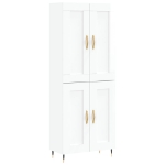 Credenza Bianco Lucido 69,5x34x180 cm in Legno Multistrato