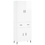 Credenza Bianco Lucido 69,5x34x180 cm in Legno Multistrato