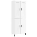 Credenza Bianco Lucido 69,5x34x180 cm in Legno Multistrato