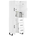 Credenza Bianco Lucido 69,5x34x180 cm in Legno Multistrato