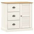 Credenza Cassetti VIGO Bianco 78x40x75 cm Legno Massello Pino