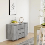 Credenza con 3 Cassetti Grigio Sonoma 120x41x75cm in Truciolato