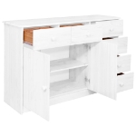 Credenza con 6 Cassetti 113x35x73 cm in Pino Massello Bianco