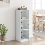 Credenza con Ante in Vetro Bianca 35x37x109 cm