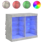 Credenza con Luci LED Grigio Cemento 81x37x67 cm