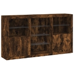 Credenza con Luci LED Rovere Fumo 181,5x37x100 cm
