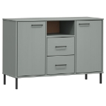 Credenza Gambe Metallo Grigio 113x40x77 cm Legno Massello OSLO