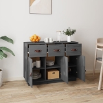 Credenza Grigia 100x40x75 cm in Legno Massello di Pino