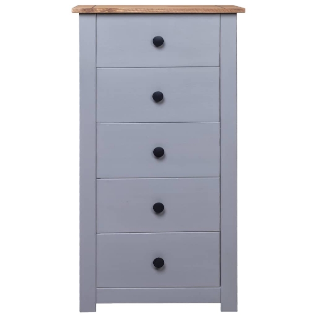 Credenza Grigia 46x40x89 cm in Legno Massello di Pino Panama