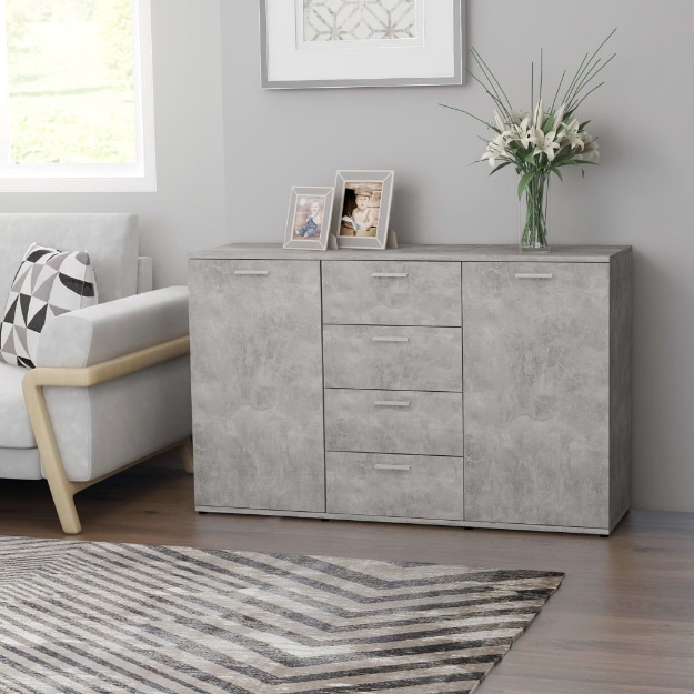 Credenza Grigio Cemento 120x35,5x75 cm in Legno Multistrato