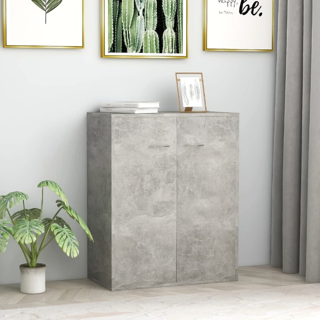 Credenza Grigio Cemento 60x30x75 cm in Legno Multistrato