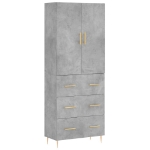 Credenza Grigio Cemento 69,5x34x180 cm in Legno Multistrato