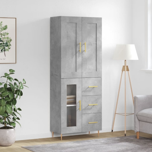 Credenza Grigio Cemento 69,5x34x180 cm in Legno Multistrato